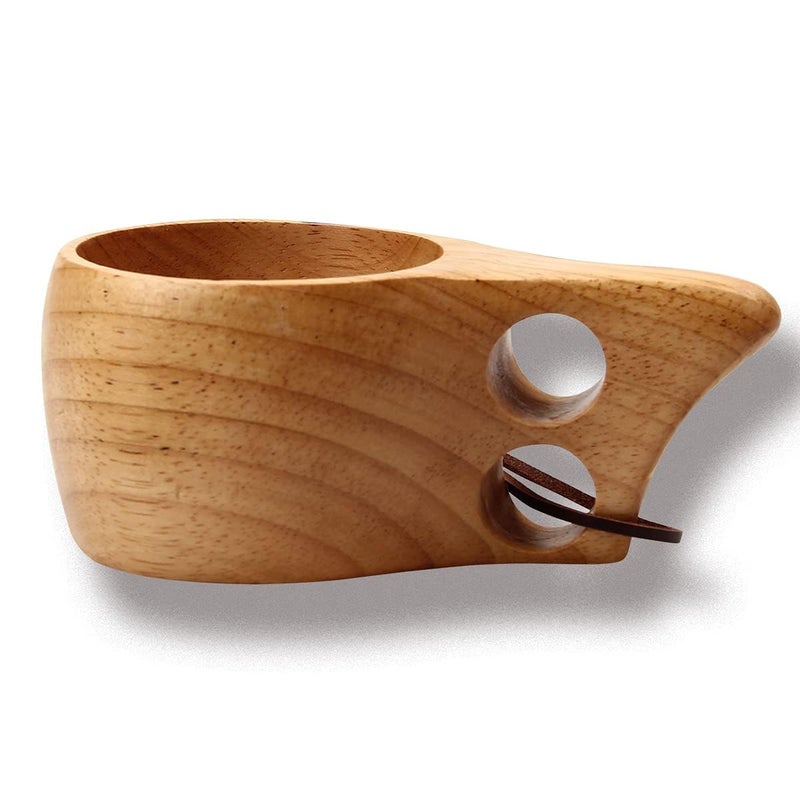 Cohpoh Wooden Cup Camping Cup Nordic Style Handmade Natural, Portable Wood Mug Drinking Cup for Coffee, Tea and Milk - Image 1
